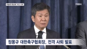 '사면초가' 정몽규 축구협회장, 결국 사퇴…"월드컵 끝나면 물러나겠다"